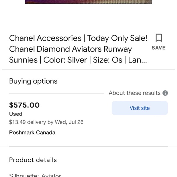 Ladies Chanel Rimmed Aviator Sunglasses - Picture 6 of 6